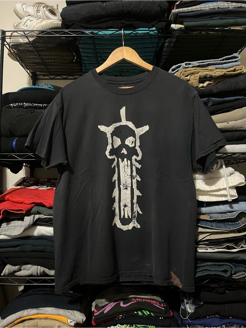 Hanes Black Mad Max Short-Sleeve Tee with White Skull Graphic